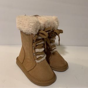 Old Navy Toddler Girls Faux-Suede Lace-Up Boots Tan Size 6 NWT